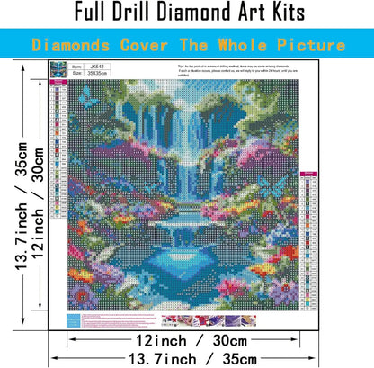 5D Diamond Painting Kit for Adults, Waterfall Landscape DIY Art, Full Round Drill Home Decor