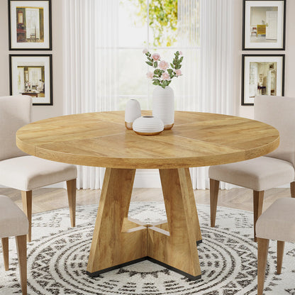 Tribesigns Round Dining Table for 4, 47 Inch Farmhouse Kitchen Table ,Small Kitchen Table Dining Room