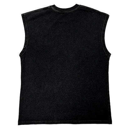 Washed Hip Hop Streetwear  Men T Shirt, Oversized Cotton Graphic Portrait Tank Tops
