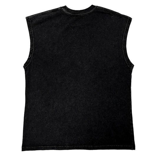 Washed Hip Hop Streetwear  Men T Shirt, Oversized Cotton Graphic Portrait Tank Tops