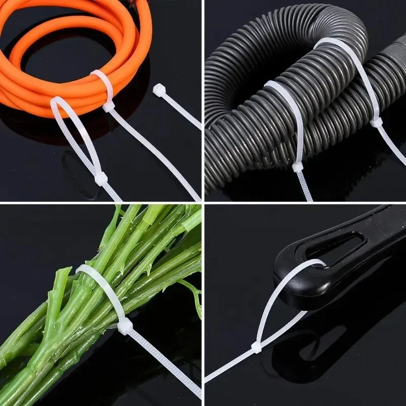 2000/100Pcs Self Locking Nylon Cable Ties  Heavy Duty Organizer