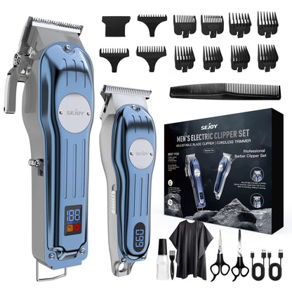 Sejoy Rechargeable Hair Clipper Combo, Professional Electric Hair Trimmer, Cordless Haircut Machine Kits for Barber