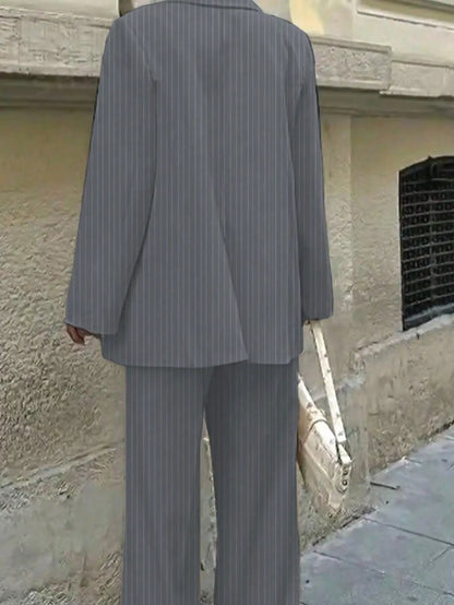 3 Piece Sets Women's Casual  Striped Jacket, Pants, Vest 3-Piece Suit Set, Spring/Summer