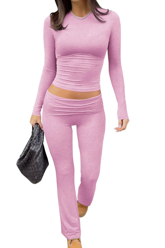 Women's Yoga Two-Piece Set ,Long-Sleeve Wide-Leg Activewear, Yoga  Coordinated Set
