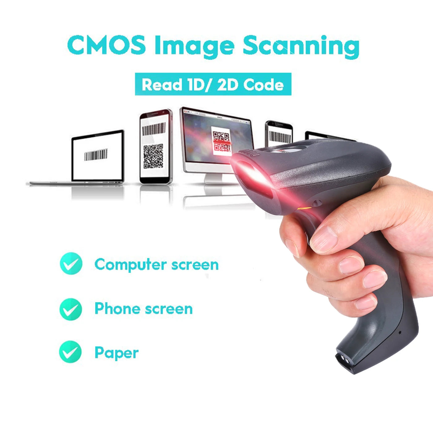 Bluetooth Hand held Barcode  QR code Scanner,1D 2D 500m Transmission Distance