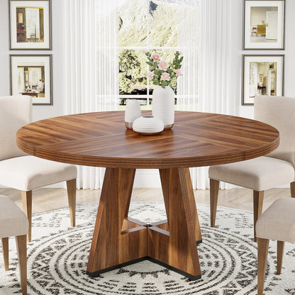Tribesigns Round Dining Table for 4, 47 Inch Farmhouse Kitchen Table ,Small Kitchen Table Dining Room