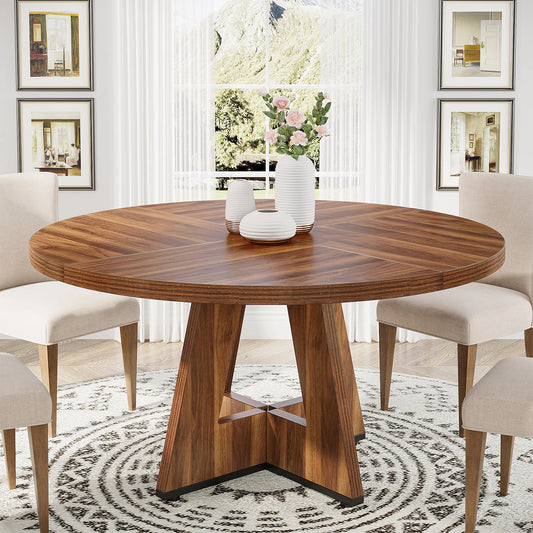 Tribesigns Round Dining Table for 4, 47 Inch Farmhouse Kitchen Table ,Small Kitchen Table Dining Room