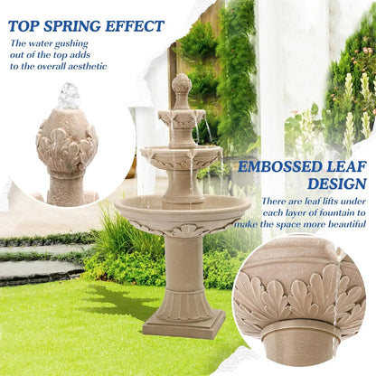 Large Cascading, Resin, Floor Standing Water Fountain, With Pump For Indoor Outdoor Patio Yard, Home Garden Decor