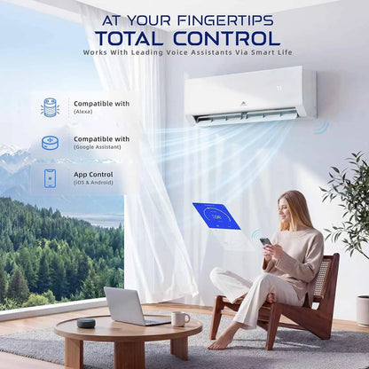 Mini Split AC & Heating System: Ductless Air Conditioner with Heat Pump | 12000 BTU 115V Inverter Split Unit with WiFi App Control Compatible and Alexa & Google Covers Up To 750 Sq.Ft