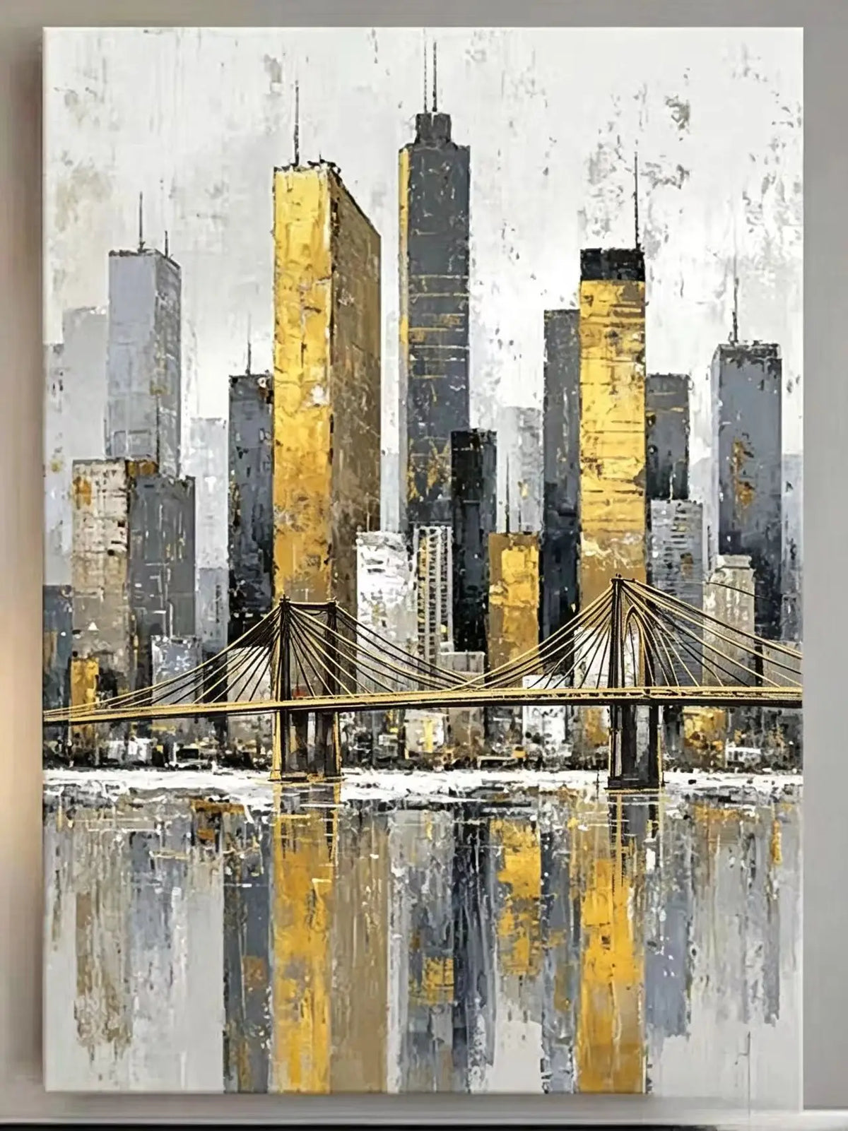Modern Abstract Painting, Thick Texture, Handmade Canvas Art, New York City Handpainted, Home Wall Decor Oil Paintings Unframed