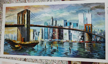 Modern Abstract Painting, Thick Texture, Handmade Canvas Art, New York City Handpainted, Home Wall Decor Oil Paintings Unframed