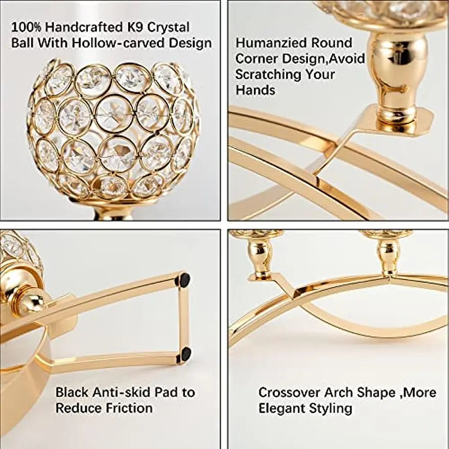 Gold 3-Arms Candle Holders Tea light Candlestick Candelabra Stand for Table Centerpieces Living Room Wedding Decor