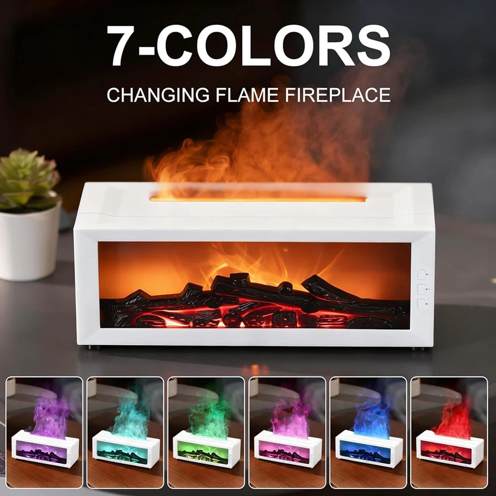 300ml Fireplace Flame Diffuser  Remote Control, 7 Soothing Colors, Timer & Auto-Off for Home Aromatherapy, Unique Christmas or H