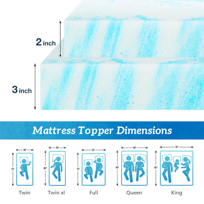 MCQ 2 Inch Soft Bed mattress Full Size, Memory Foam Gel ,Breathable Cooling ,Soft Bed Topper