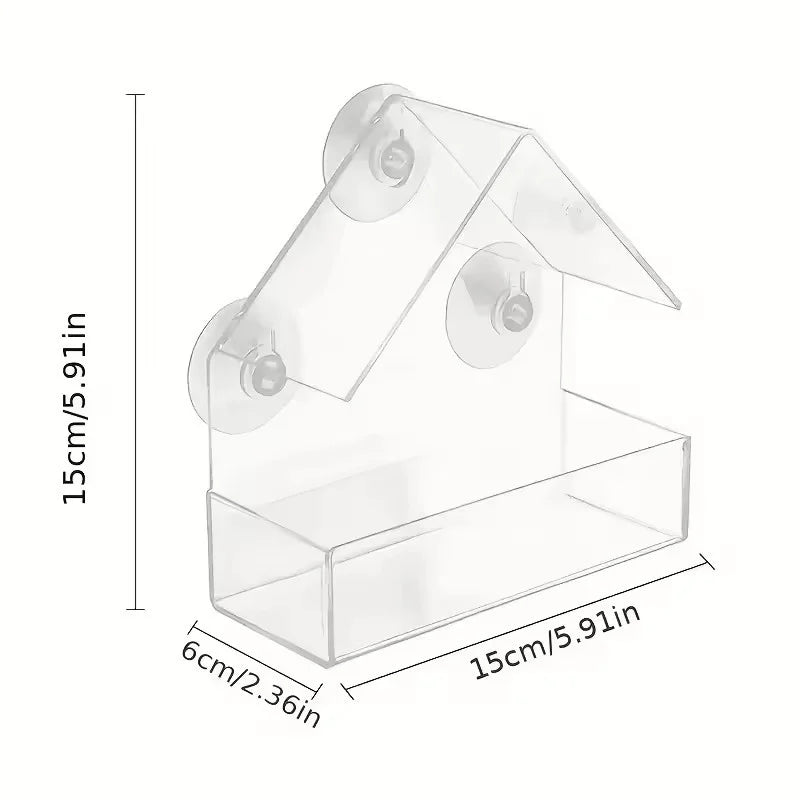 Transparent Bird Feeder Birds House for Outdoor Window, Feeder with Strong Suction Cups for Wild Birds, Cardinal Bluebird