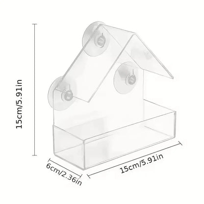 Transparent Bird Feeder Birds House for Outdoor Window, Feeder with Strong Suction Cups for Wild Birds, Cardinal Bluebird