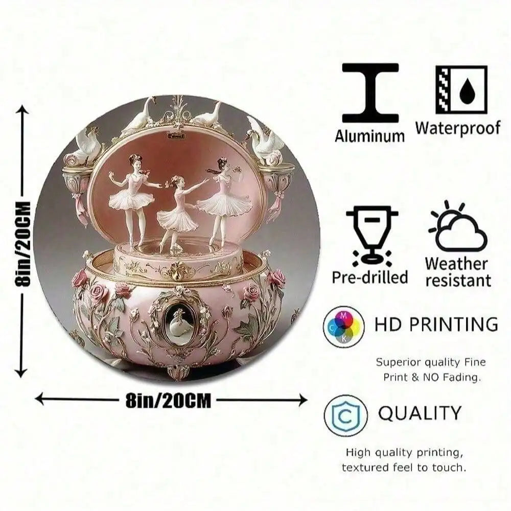 Crystal Swan Ballet Music Box - 2D Wall Art Decor With Roses, Elegant Gift For Ballet Lovers