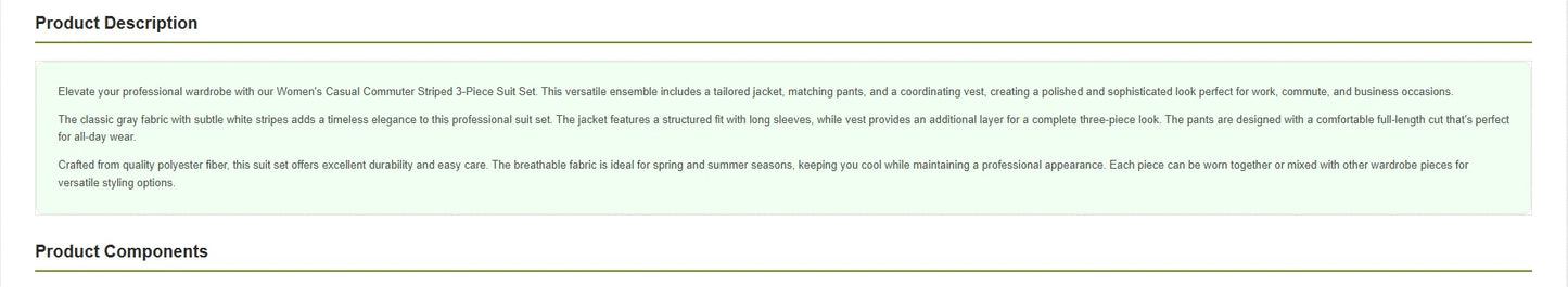 3 Piece Sets Women's Casual  Striped Jacket, Pants, Vest 3-Piece Suit Set, Spring/Summer