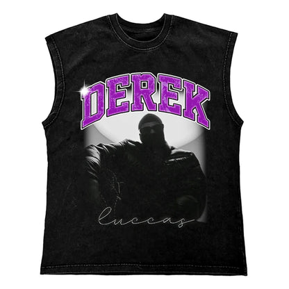 Washed Hip Hop Streetwear  Men T Shirt, Oversized Cotton Graphic Portrait Tank Tops