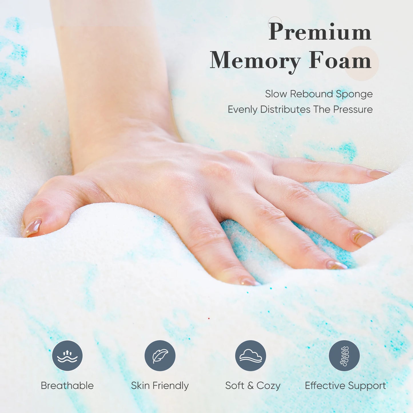 JHK 2-3 Inch Memory Foam Mattress Topper, Queen Size Thick Gel  Cooling Mattress, Soft and Breathable Bed Topper
