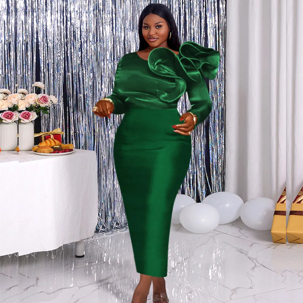 Elegant Prom Dresses, plus Size Elegant Party Dress ,Lotus leaf one-step Luxury Long Evening Dress