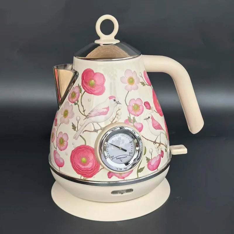1.7L Retro Paint Electrc Kettle With Temperature Display, Boiling Water Auto Power Off, Stainless Steel Teapot Kitchen Tools