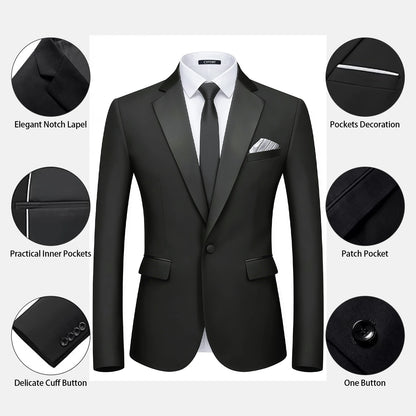 Men's Slim Fit  Business Suit 2-Piece Jacket & Pant Suit