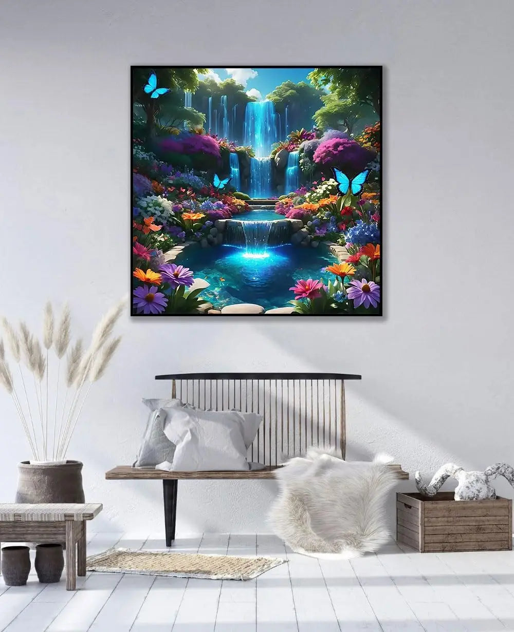 5D Diamond Painting Kit for Adults, Waterfall Landscape DIY Art, Full Round Drill Home Decor