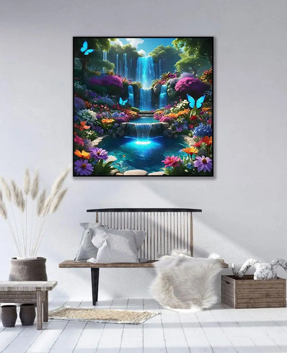 5D Diamond Painting Kit for Adults, Waterfall Landscape DIY Art, Full Round Drill Home Decor
