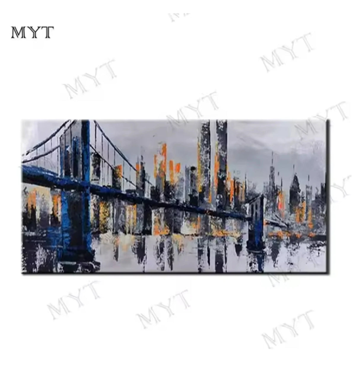 Modern Abstract Painting, Thick Texture, Handmade Canvas Art, New York City Handpainted, Home Wall Decor Oil Paintings Unframed
