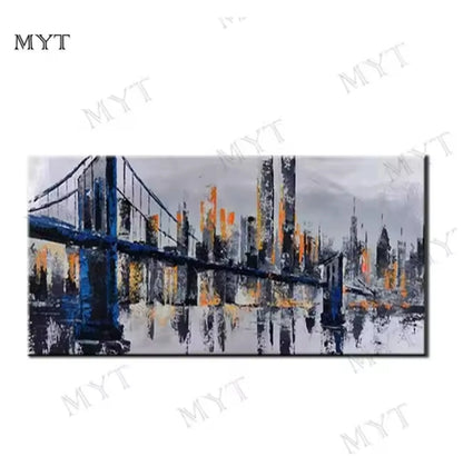 Modern Abstract Painting, Thick Texture, Handmade Canvas Art, New York City Handpainted, Home Wall Decor Oil Paintings Unframed