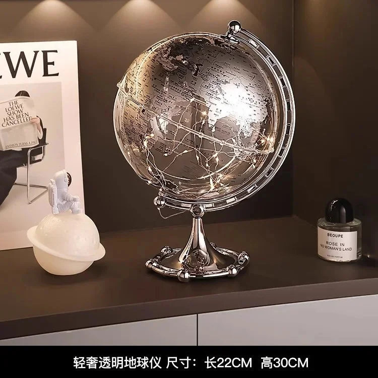 Luxury Modern Globe Ornament With Sailboat Accent, Elegant Metal Sculpture For Living Room ,TV Stand ,Wine, Cabinet, Office Desk
