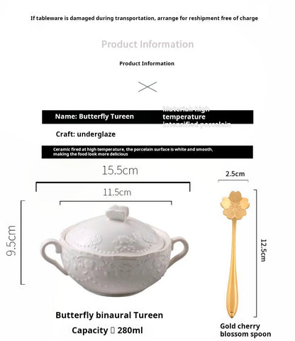 Relief dessert bowl, European ceramic bird's nest bowl, soup bowl, egg custard, microwave oven lid, steamed egg bowl, stew bowl