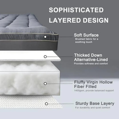 2~3In Mattress Topper Size Pillow Top - Extra Thick Padded Mattress Pad and Protector, Breathable Fitted Deep Pocket 8-21, Ultr