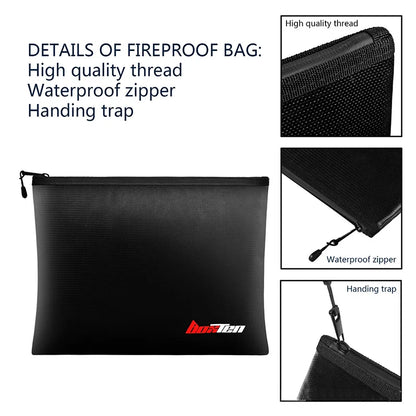 New Fireproof Document Bag, Waterproof Money Bags, Fire Safe Storage Pouch with Zipper Cash File Envelope Holder for Home Office