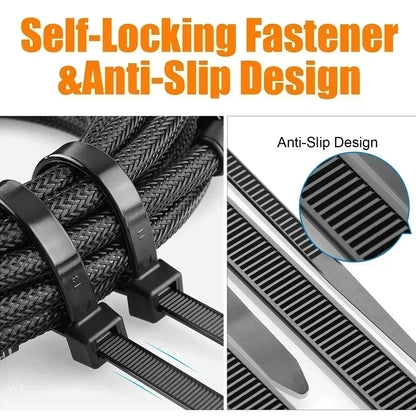 2000/100Pcs Self Locking Nylon Cable Ties  Heavy Duty Organizer