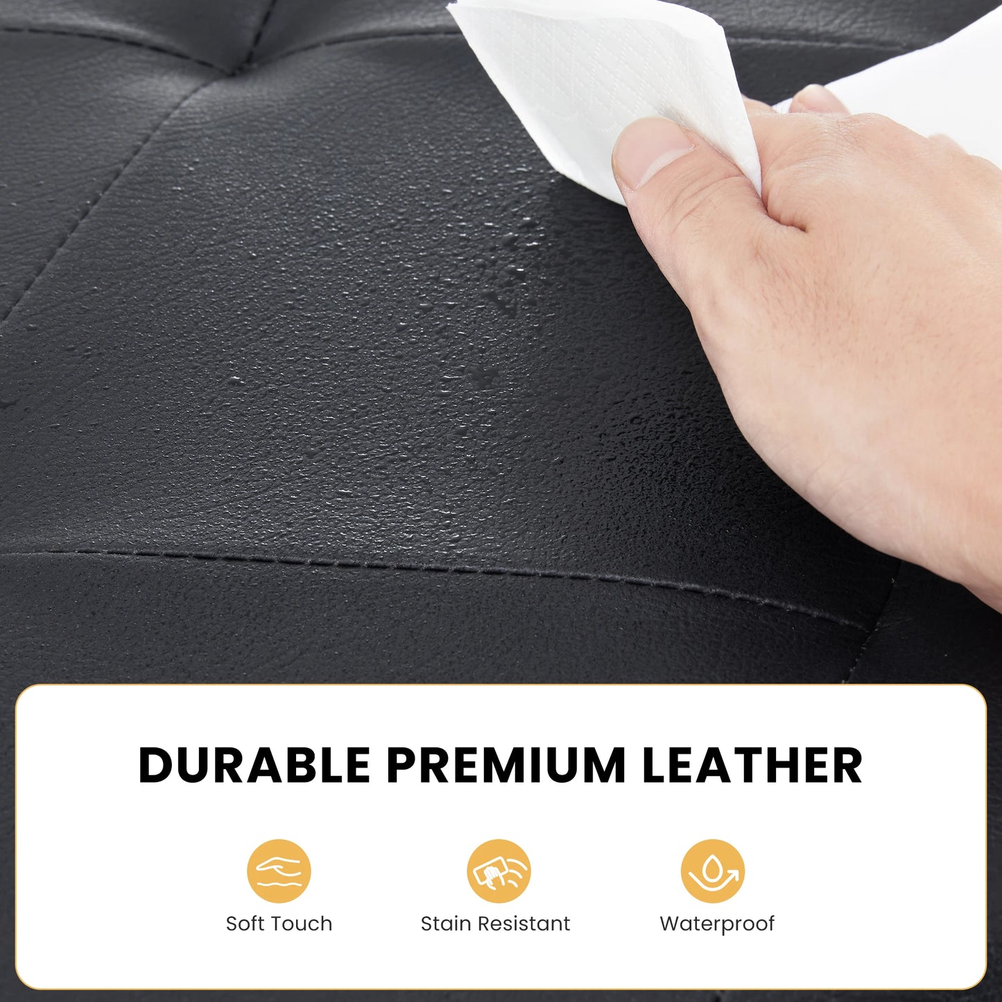 43 Inches Leather Folding Ottoman Storage, Footstool Toy Box,  Bench Load 660 lbs, Foot Rest Stool For Living Room, Storage for Bedroom