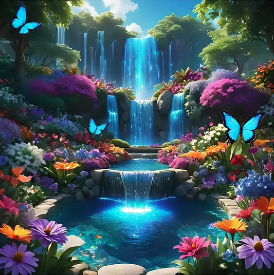 5D Diamond Painting Kit for Adults, Waterfall Landscape DIY Art, Full Round Drill Home Decor