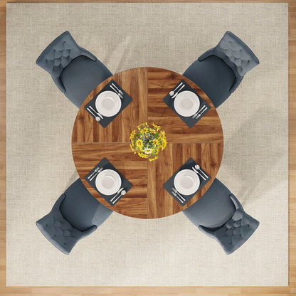 Tribesigns Round Dining Table for 4, 47 Inch Farmhouse Kitchen Table ,Small Kitchen Table Dining Room