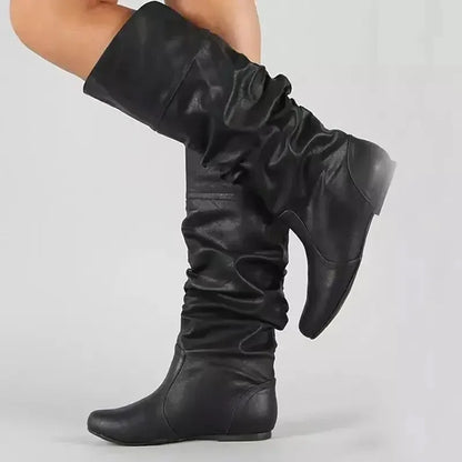 2024 Mid-Calf  Women Boots, Flat  Spring Autumn High Boots, Long Western Women Footwear Large size 35-43