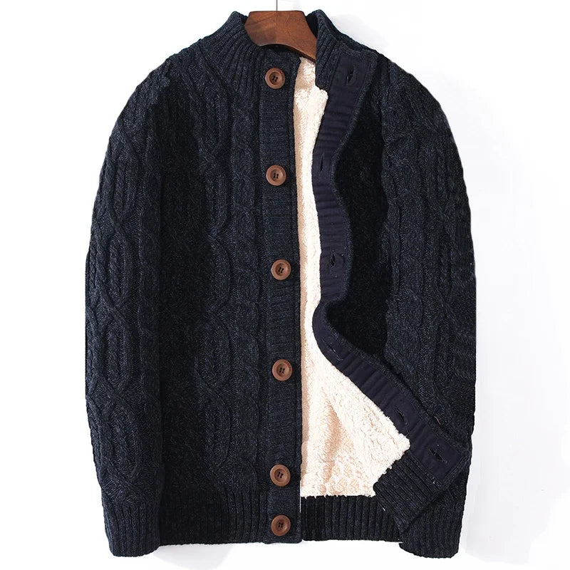 Male Winter Cardigan, Thicken, Warm, Wool, Cashmere Winter Sweater