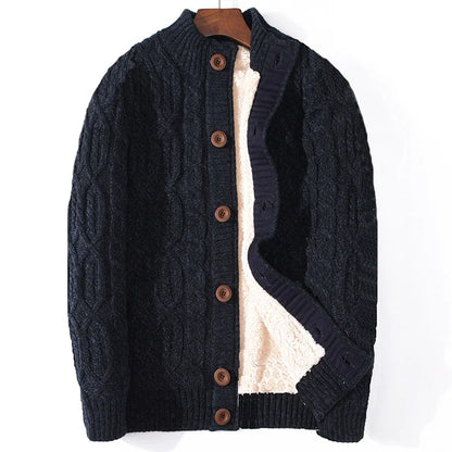 Male Winter Cardigan, Thicken, Warm, Wool, Cashmere Winter Sweater