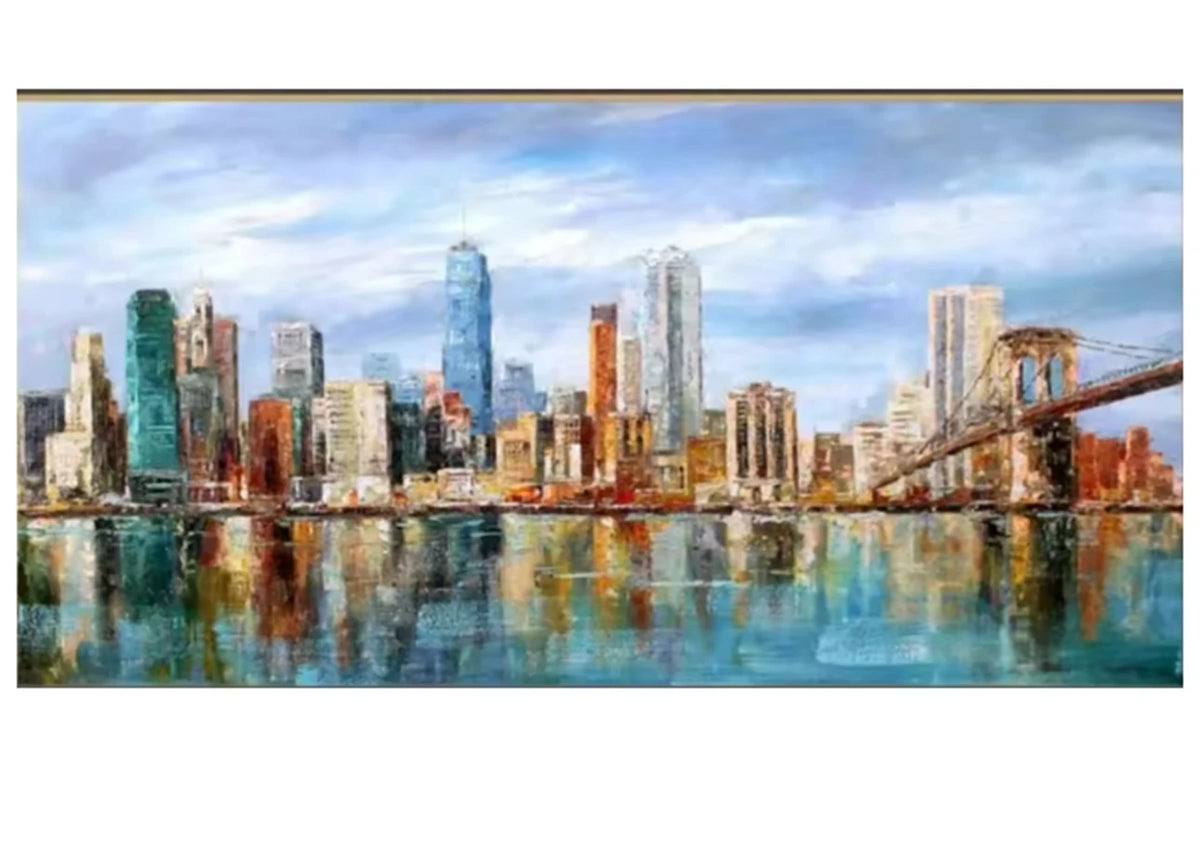 Modern Abstract Painting, Thick Texture, Handmade Canvas Art, New York City Handpainted, Home Wall Decor Oil Paintings Unframed