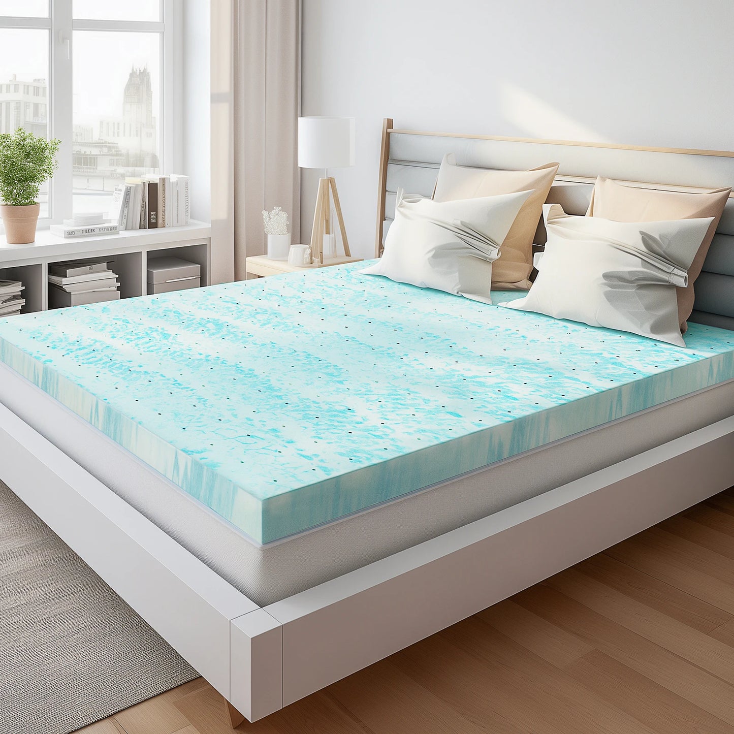 JHK 2-3 Inch Memory Foam Mattress Topper, Queen Size Thick Gel  Cooling Mattress, Soft and Breathable Bed Topper