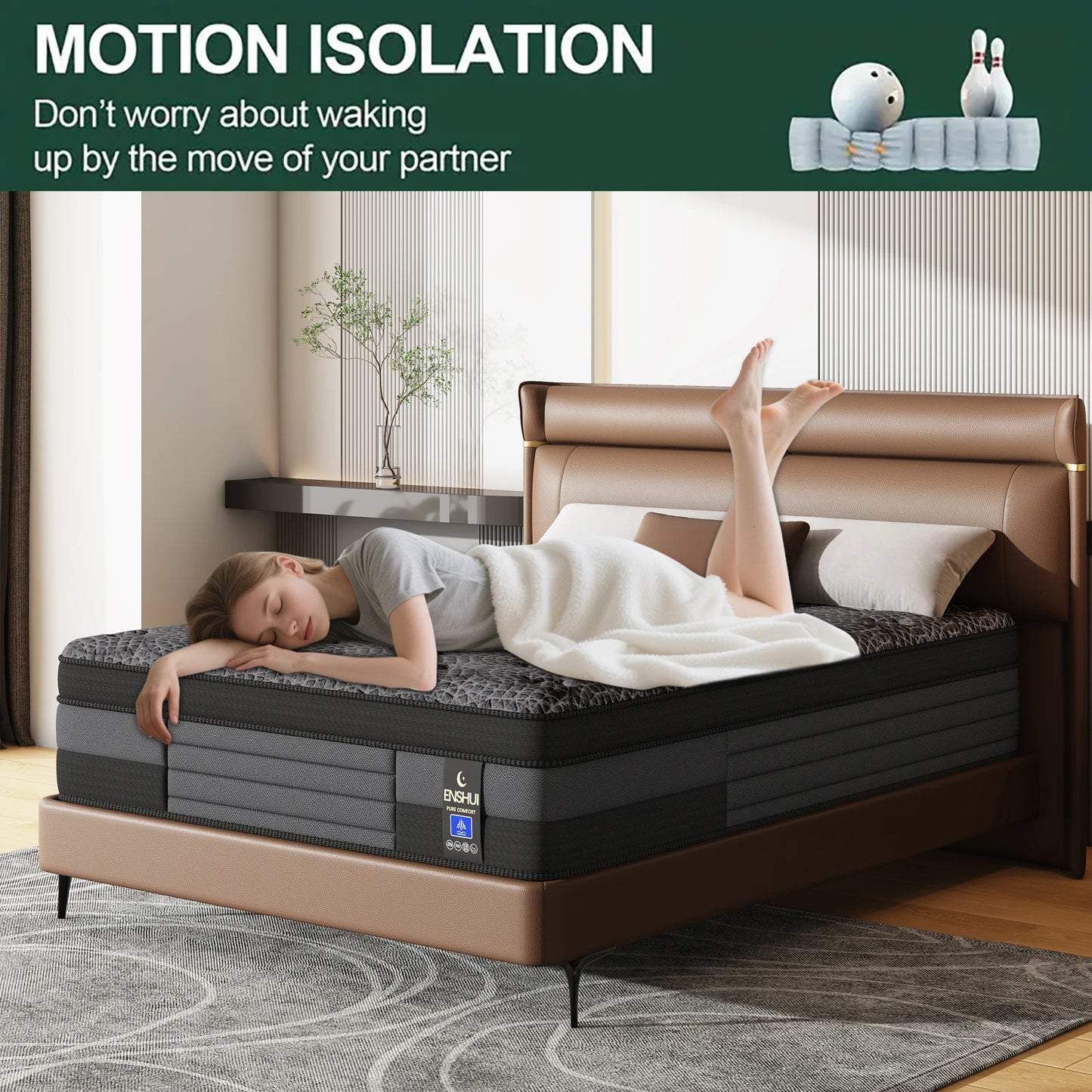 12"Twin Full Queen King Hybrid Mattress For Back Pain Relief Feel, Breathable, CertiPUR-US Certified,In a Box,Motion Isolation
