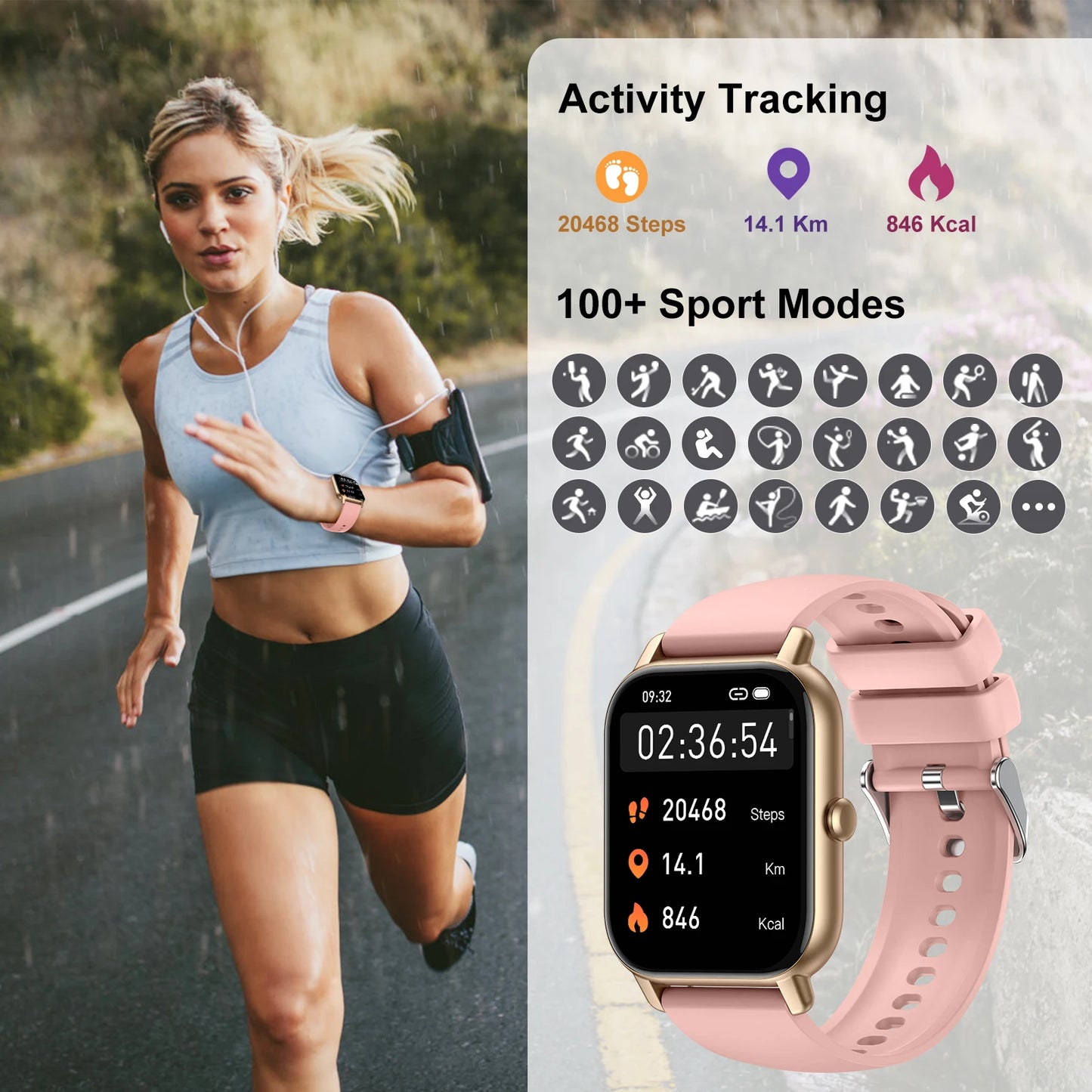 Health Monitoring Waterproof Bluetooth Unisex Smart Watch