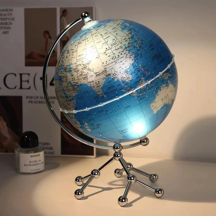 Luxury Modern Globe Ornament With Sailboat Accent, Elegant Metal Sculpture For Living Room ,TV Stand ,Wine, Cabinet, Office Desk