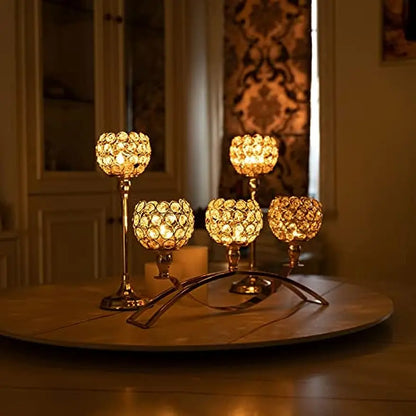 Gold 3-Arms Candle Holders Tea light Candlestick Candelabra Stand for Table Centerpieces Living Room Wedding Decor