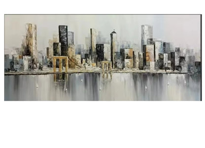 Modern Abstract Painting, Thick Texture, Handmade Canvas Art, New York City Handpainted, Home Wall Decor Oil Paintings Unframed