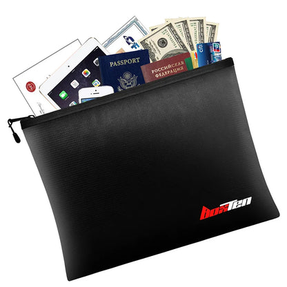New Fireproof Document Bag, Waterproof Money Bags, Fire Safe Storage Pouch with Zipper Cash File Envelope Holder for Home Office